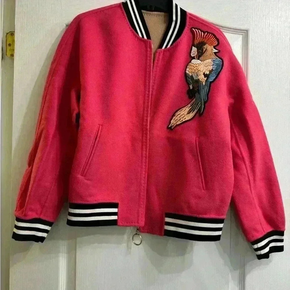 NWOT beautiful and unique bomber jacket. 80% wool 20% cashmere. Size 40 - Picture 2 of 7